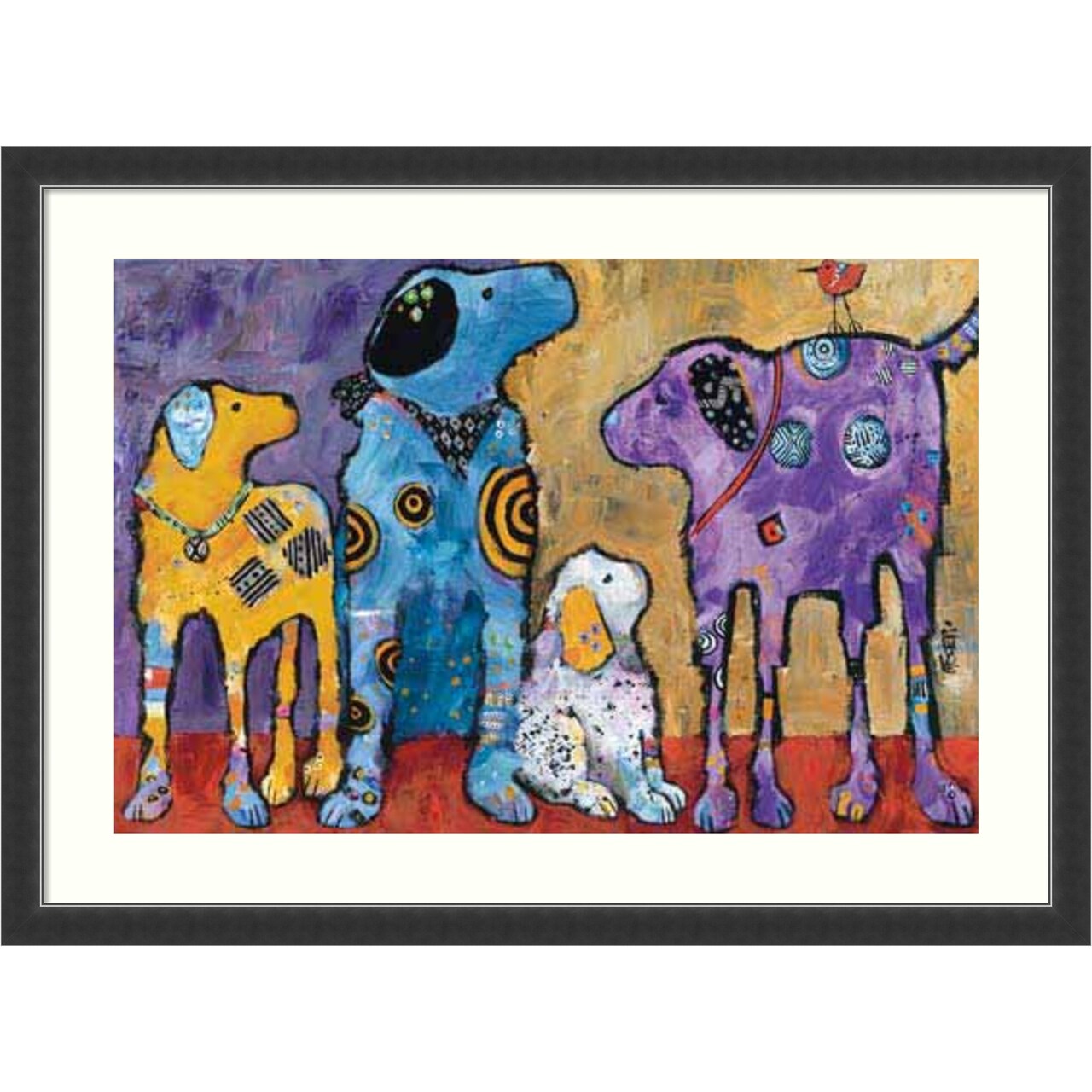 Cast of Characters: Dogs by Jenny Foster Wood Framed Wall Art Print 45 in. W x 33 in. H